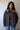 Washed Black Denim Jacket with Tan Cord Collar