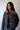 Washed Black Denim Jacket with Tan Cord Collar