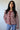 Maroon Cream Striped Button Cardigan
